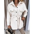 thumbnail image 5 of Niaviben Pea Coat Women Lapel Coat Long Pea Coats for Women Woman Coat Winter Coat for Women Womens Coats Women Jacket White 2XL, 5 of 7