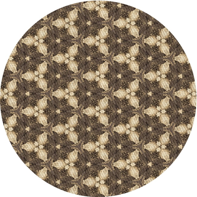 Ahgly Company Tapis Rond Lavable en Machine Intérieur Transitionnel Brun Sable Brun, 8 Pieds Rond