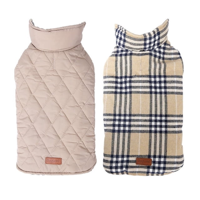 Abrigo para perro, chaqueta reversible a cuadros para perro, para otoño e invierno, que se puede utilizar para mantener el calor