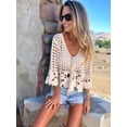 thumbnail image 6 of Women Crochet Cardigan Tie Front Hollow Out Long Sleeves Summer Knit Cover Cardigan Color One Size, 6 of 10