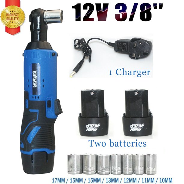 Dayplus Cordless Electric Ratchet Wrench Set, 3/8" 12V Power Ratchet