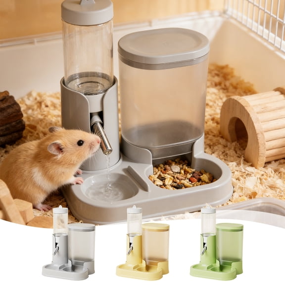 onlyliua 2-In-1 Automatic Hamster Feeder And Waterer Standing No-Drip Bottle With Food Bowl Refillable Combo For Small Pets Easy-To-Use Reliable Water Dispensing System Ideal For Hamsters Gerbils
