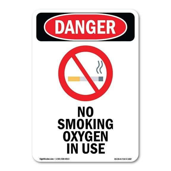 OSHA Danger Sign - No Smoking Oxygen In Use | Decal | Protect Your Business, Construction Site, Warehouse & Shop Area | Made in The USA