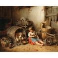 thumbnail image 2 of Hermann Kern 24x20 Black Ornate Framed Double Matted Museum Art Print Titled: Playfellows, 2 of 5