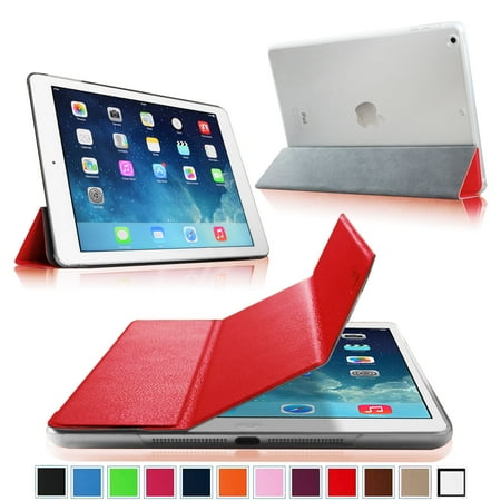 Semi Hard Camera Case - Fintie iPad Air Case - Lightweight cover with Semi Transparent Hard Shell Supports Auto Wake / Sleep, Red