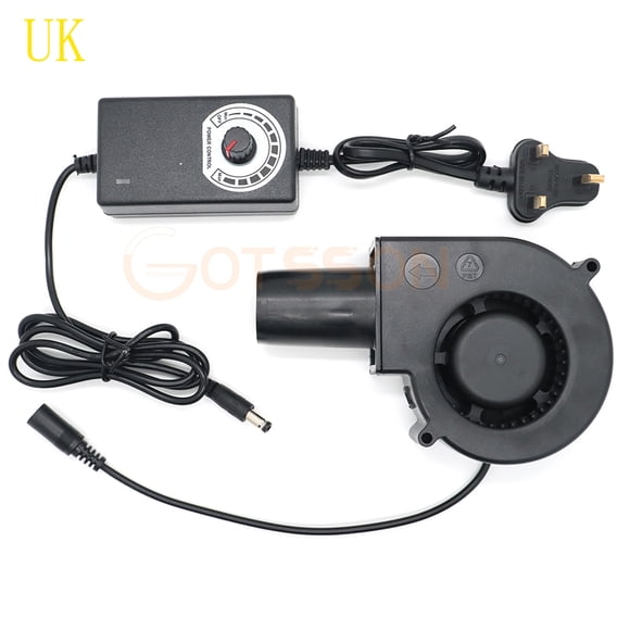 New for BBQ Fan BFB1012EH PWM Blower 9733 97x94x33mm 12V 2.94A Large Air Flow 110V 220V AC Powered Fan Variable Speed Controller Blower with UK Plug