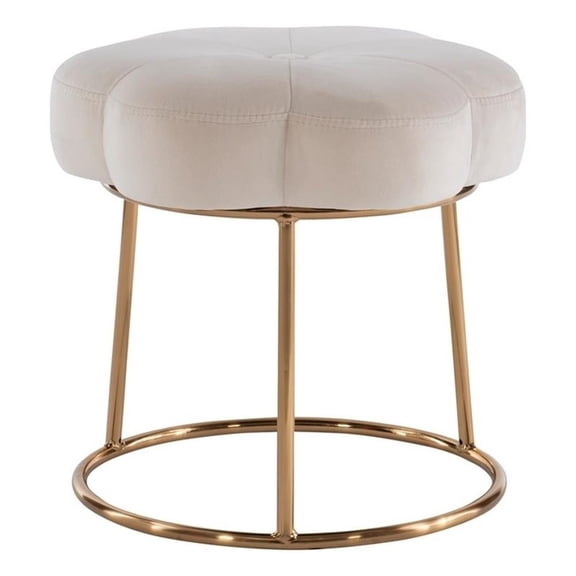 Riverbay Furniture 17.75" Transitional Fabric Accent Vanity Stool in White