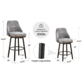 thumbnail image 3 of OTHNIEL Bar Stools Set of 2 Adjustable Chenille Swivel Barstool,Metal Leg,24 to 29 Inch Light Gray, 3 of 8