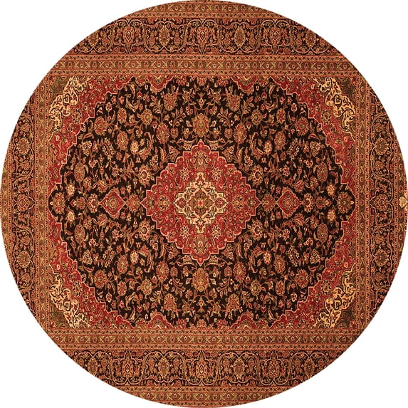 Ahgly Company Indoor Round Medallion Orange Traditional Area Rugs, 6' Round