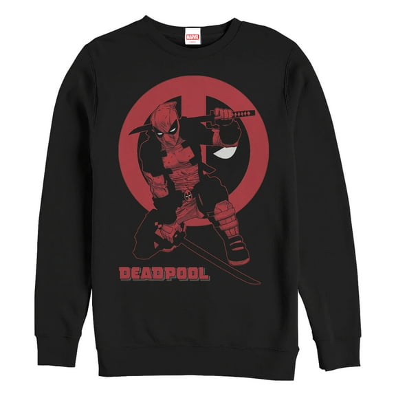 Men's Marvel Deadpool Katana Sword Pose  Sweatshirt Black 3X Large