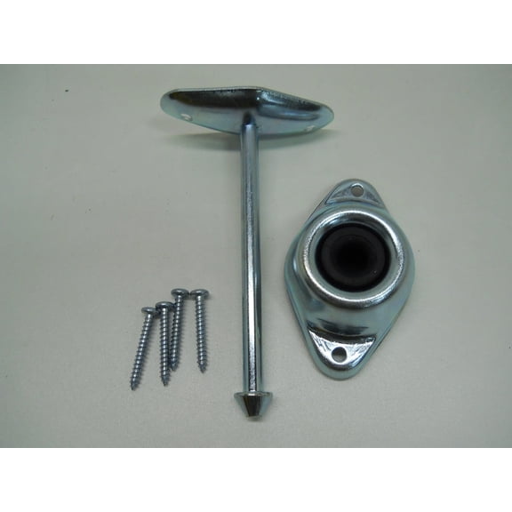 RV Camper Trailer Door Stop Holder Latch / Metal Plunger Kit 4.75" Straight Rod
