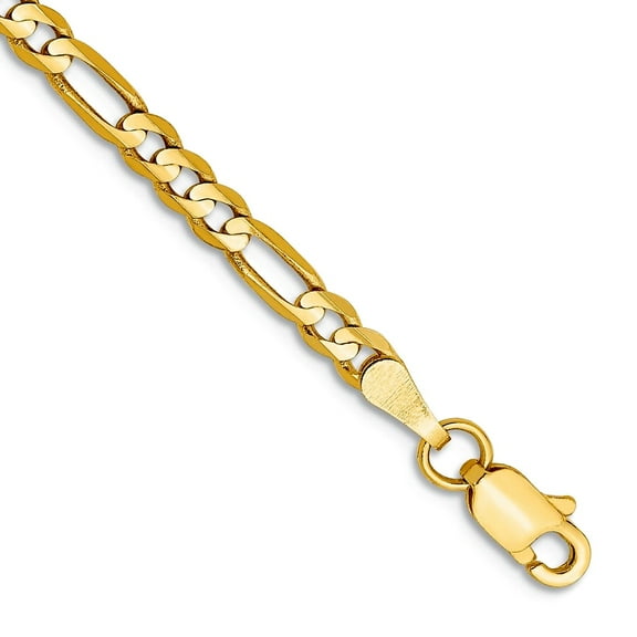 Finest Gold 10K Yellow Gold 3 mm Flat Figaro Chain 7 in. Bracelet