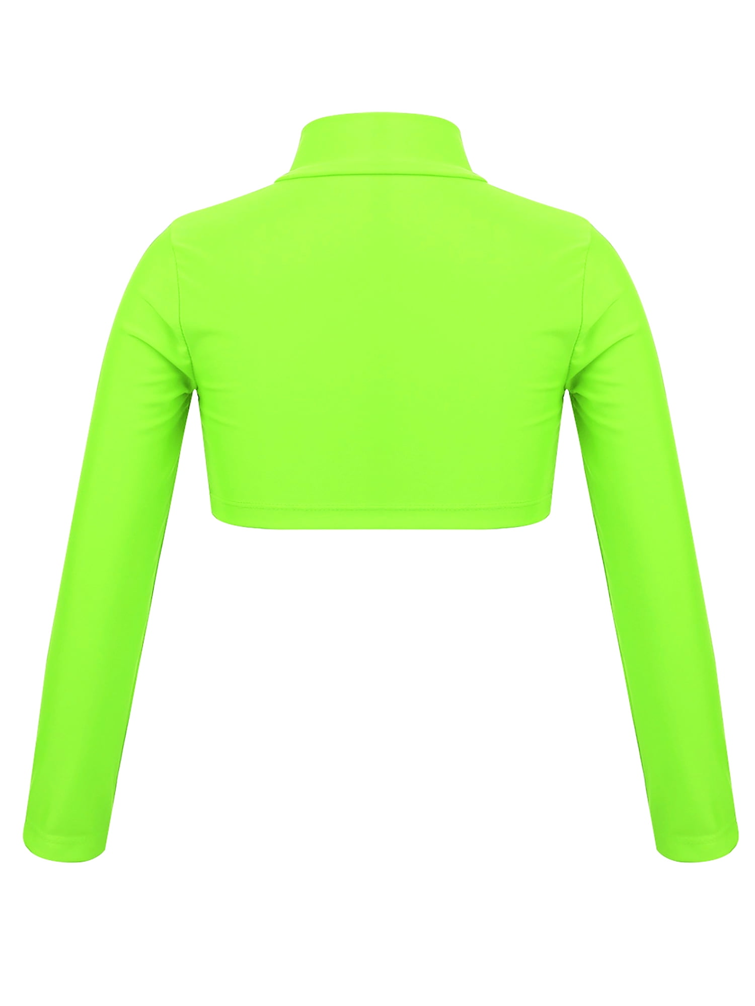 Girl's Turtleneck Crop Top - Long Sleeve Dance Top With Back Zipper For Cheer & Ballet