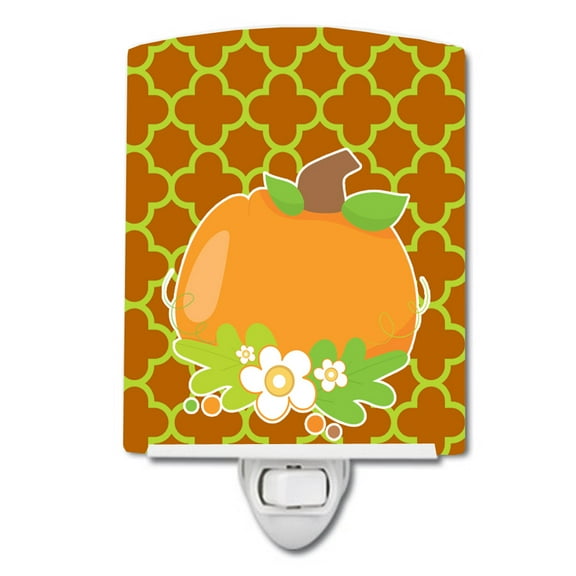 Caroline's Treasures BB6919CNL Fall Pumpkin Orange Quatrfoil Ceramic Night Light, 6x4x3", multicolor