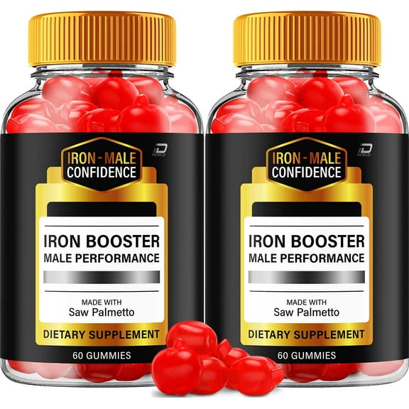 Iron Booster Gummies for Men – Iron Male Gummy All-Natural Reviews, 2 Pack, 120 Gummies