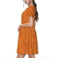 thumbnail image 2 of Balery Orange Glitter Vestidos sueltos de manga corta para mujer, vestidos de verano 2025, vestidos casuales de corte A con vuelo., 2 of 6