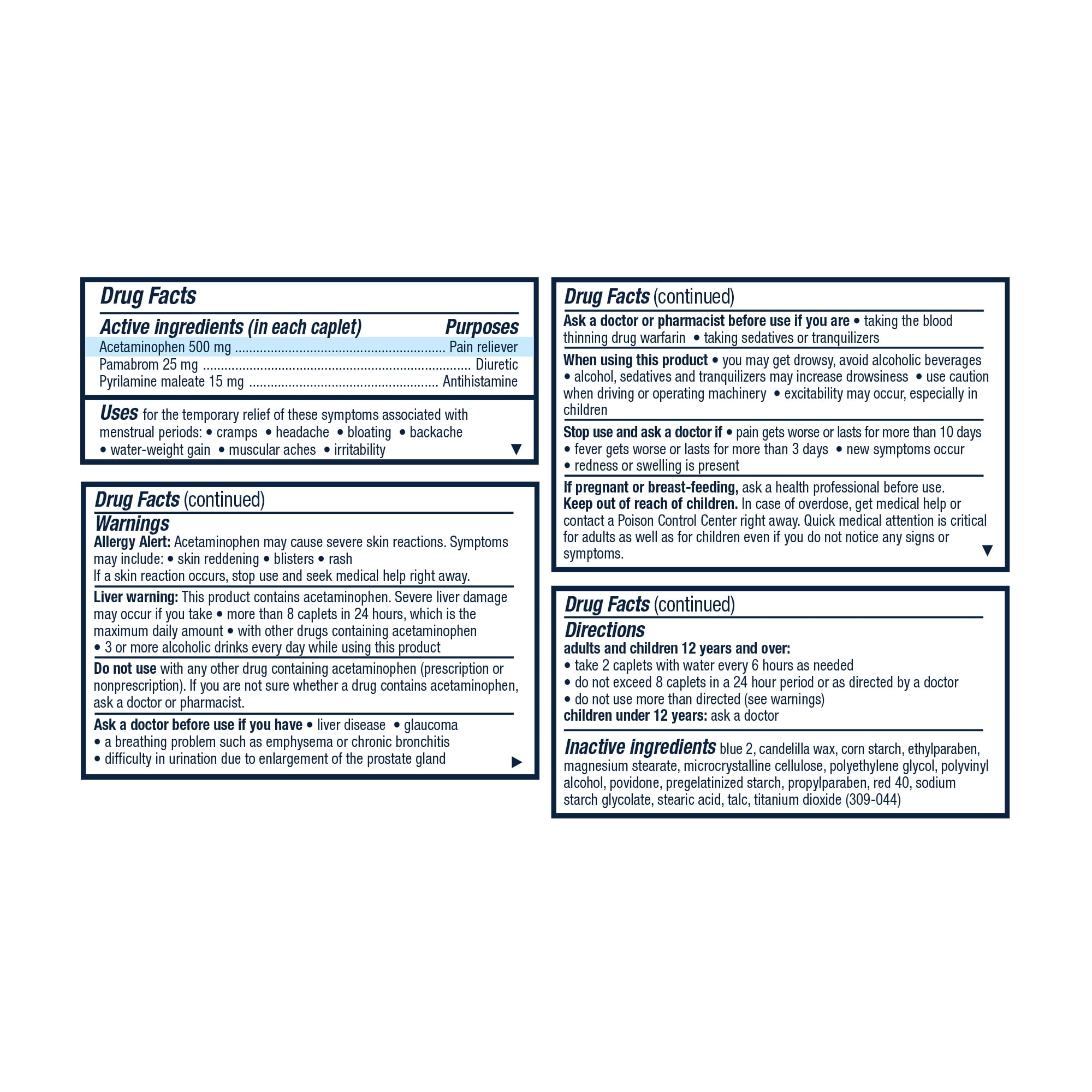 Pamprin Maximum Strength Multi-Symptom Menstrual Pain Relief, 20 ct