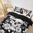 thumbnail image 3 of Homewish Halloween Goth Skull Twin Duvet Cover,Victorian Romantic Flowers Twin Bedding,Black White,Black Reversible,2 Pieces,1 Duvet Cover and 1 Pillowcase, 3 of 6