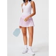 thumbnail image 6 of Women'S Tennis Skirt Ribbed Golf Skirt Half Zip Pleated Sports Skirt with Built-in Shorts and Bra Pink S, 6 of 8