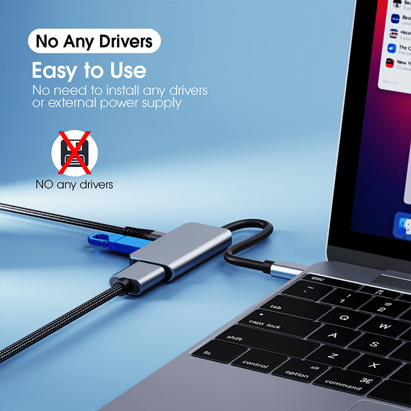 DOONJIEY 3 in 1 USB C Hub Type C to HDTV USB3.0 87W PD Ports Hub for Laptop Extender Adapter