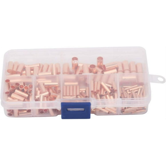 250pcs Red Copper Connecting Tube Gt1.5-6mm Intermediate Cable Connecting Pipe Connector Small Copper Connecting Tube Cable Connector