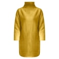 thumbnail image 3 of TXGREN Plus Size Tops for Women Ladies' Solid Color Casual Large Size Loose Knit Turtleneck Slit Maxi Casual Sweater Summer Dresses for Women 2024 Plus Size Yellow+L, 3 of 5