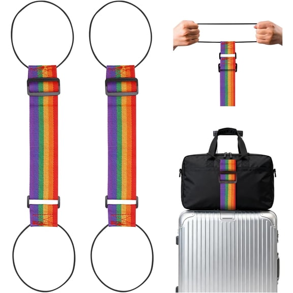 2PC Multi-Use Strong Adjustable Luggage Connector Straps – Elastic Fastening Belts for Secure Luggage Stacking, Hands-Free Travel, Fits All Luggage Sizes