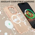 thumbnail image 3 of GAOBAO Magnetic for iPhone 16 Pro Max Case Clear Glitter, Compatible with MagSafe, TPU Transparent Shockproof Slim Bling Sparkly Bumper Cover Phone Case for Women Girls, Desert Titanium, 3 of 8