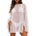 thumbnail image 6 of Women's Swimsuit Coverup Crochet Sheer Beach Dress Slit Long Sleeve Bathing Suit Cover Up, 6 of 9
