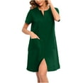 thumbnail image 3 of WMTBSRSW Women Zipper Robes with Pockets Summer Short Bathrobe Sleepdress Lightweight House Coat Soft Nightgown Crewneck Loose Sleepdress Short, 3 of 5