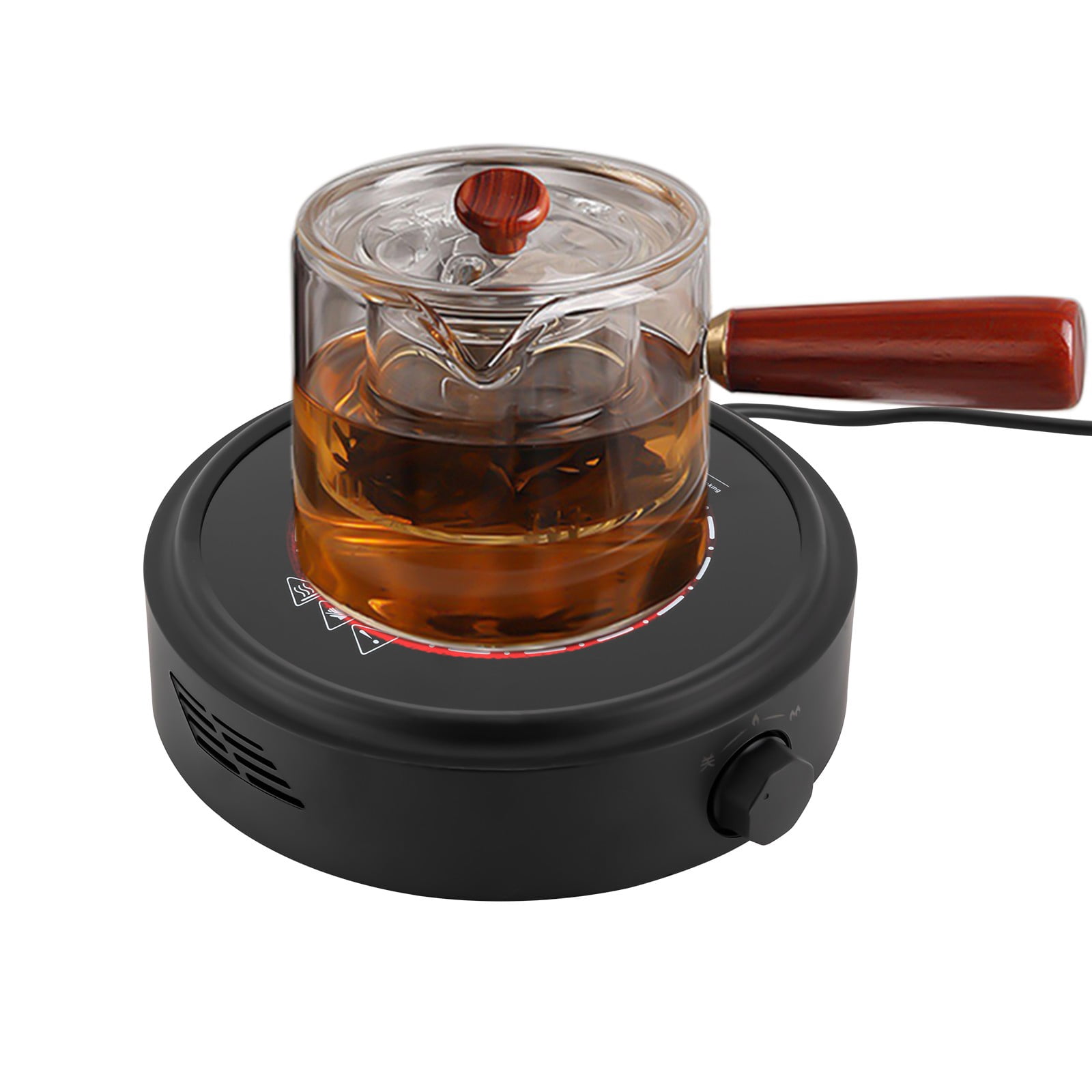Modern Round Black Portable Electric Mini Hot Plate 700W 110V for Boiling Water Making Tea & Coffee