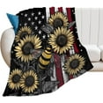 thumbnail image 2 of Sunflower Bumble Bee American Flag Blanket Gifts for Girls Boys Soft Throw Blanket Comfy Plush Blanket Flannel Travel Blankets for Outdoor Couch Sofa Birthday Gifts for Women Men Kids, 2 of 5