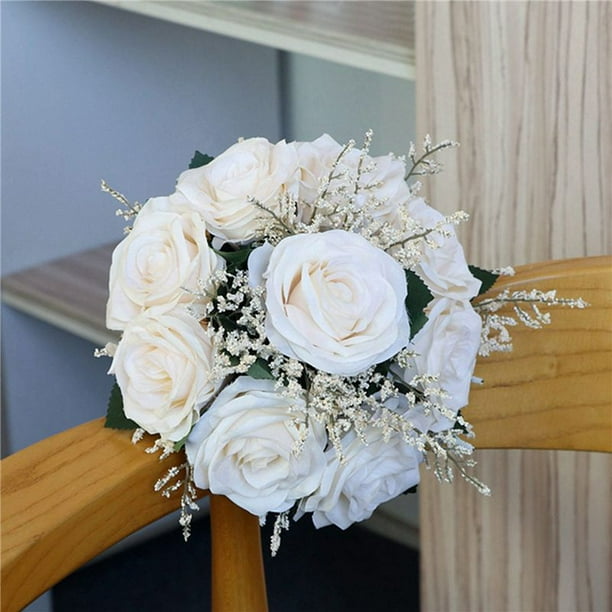 3X de Novia para Boda, Ramo de Flores de Rosas Artificiales, Flores para Dama de de Novia