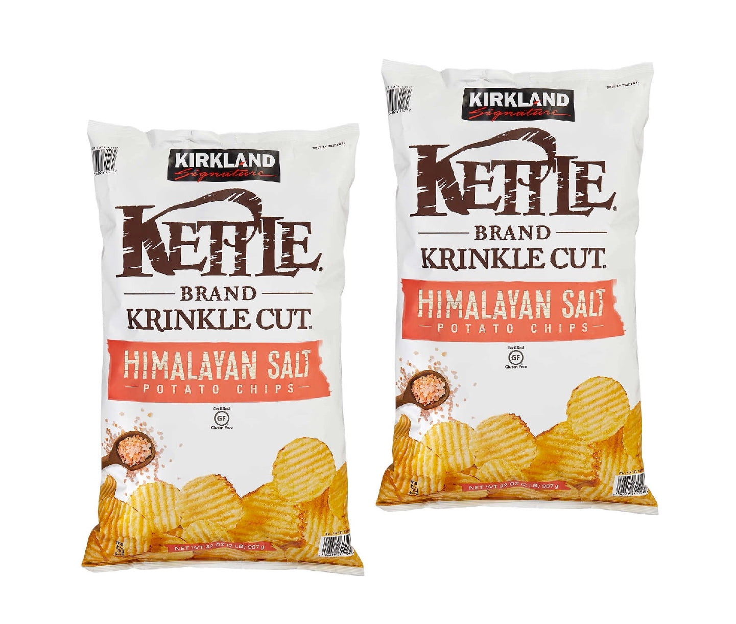 Kirkland Signature Krinkle Cut Kettle Chips, Himalayan Salt, 32 oz 2PK