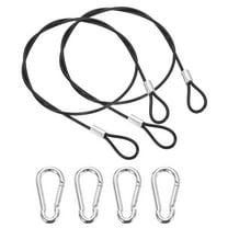 Uxcell 20 Inch Safety Cable Lock, 2 Pcs 304 Stainless Steel Security Wire Ropes Double Loop Anti-Theft Safety with 4 Spring Buckles for Bicycles Luggage Stage Lighting, Black