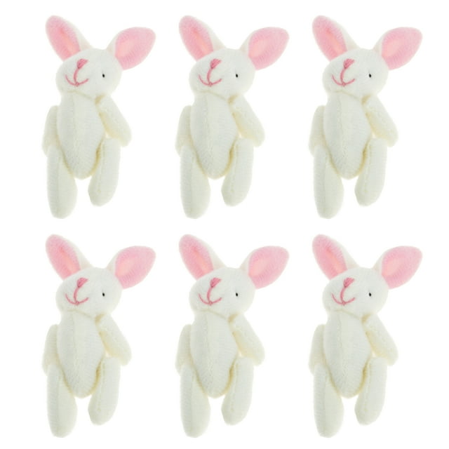 Miangastore 6Pcs Cartoon Stuffed Rabbit Doll Lovely Plush Doll Bag Hanging Pendants