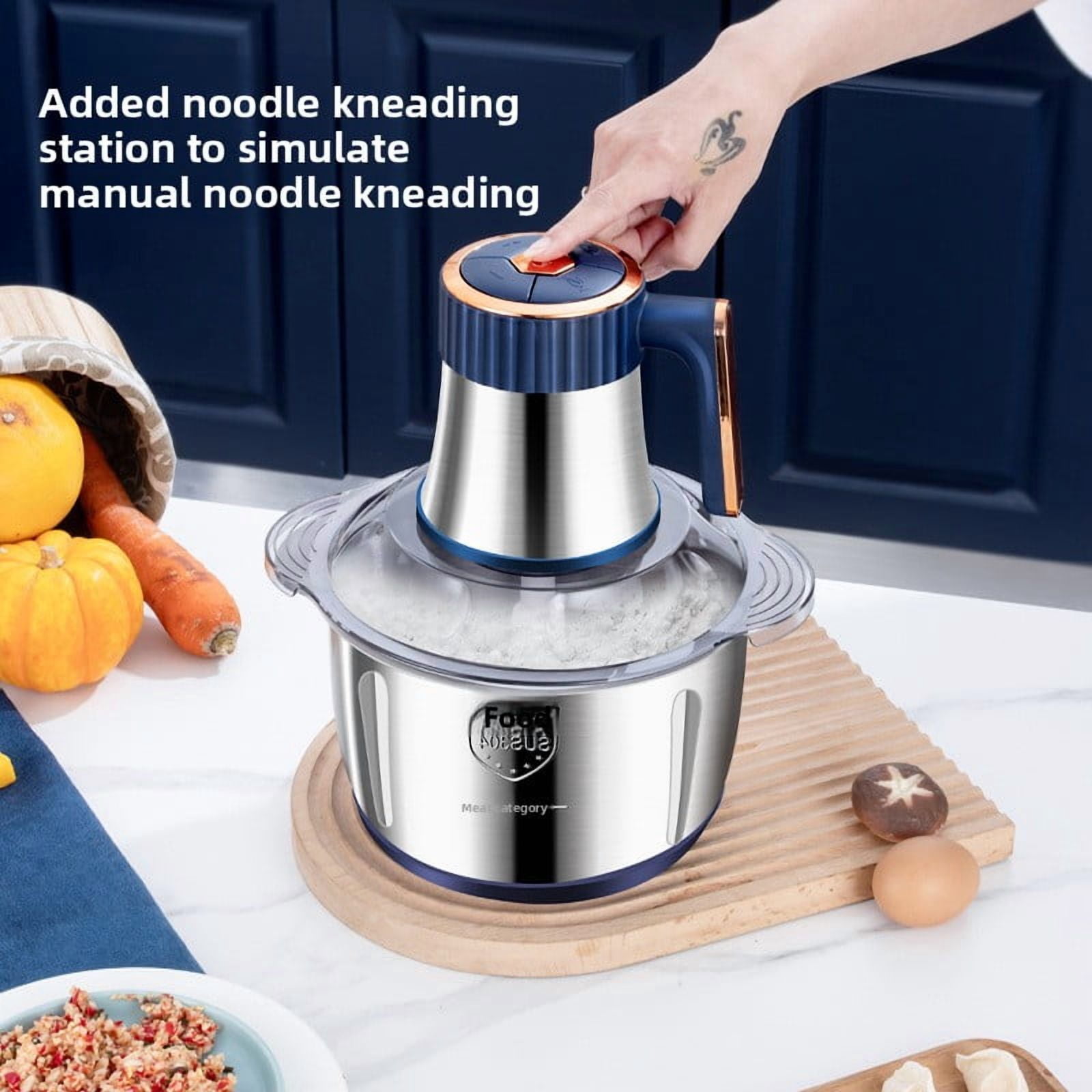 110-volt stainless steel food processor - 5-liter capacity, 400-watt multi-functional kitchen appliance, suitable for operations such as chopping, cutting, juicing, and making baby food.