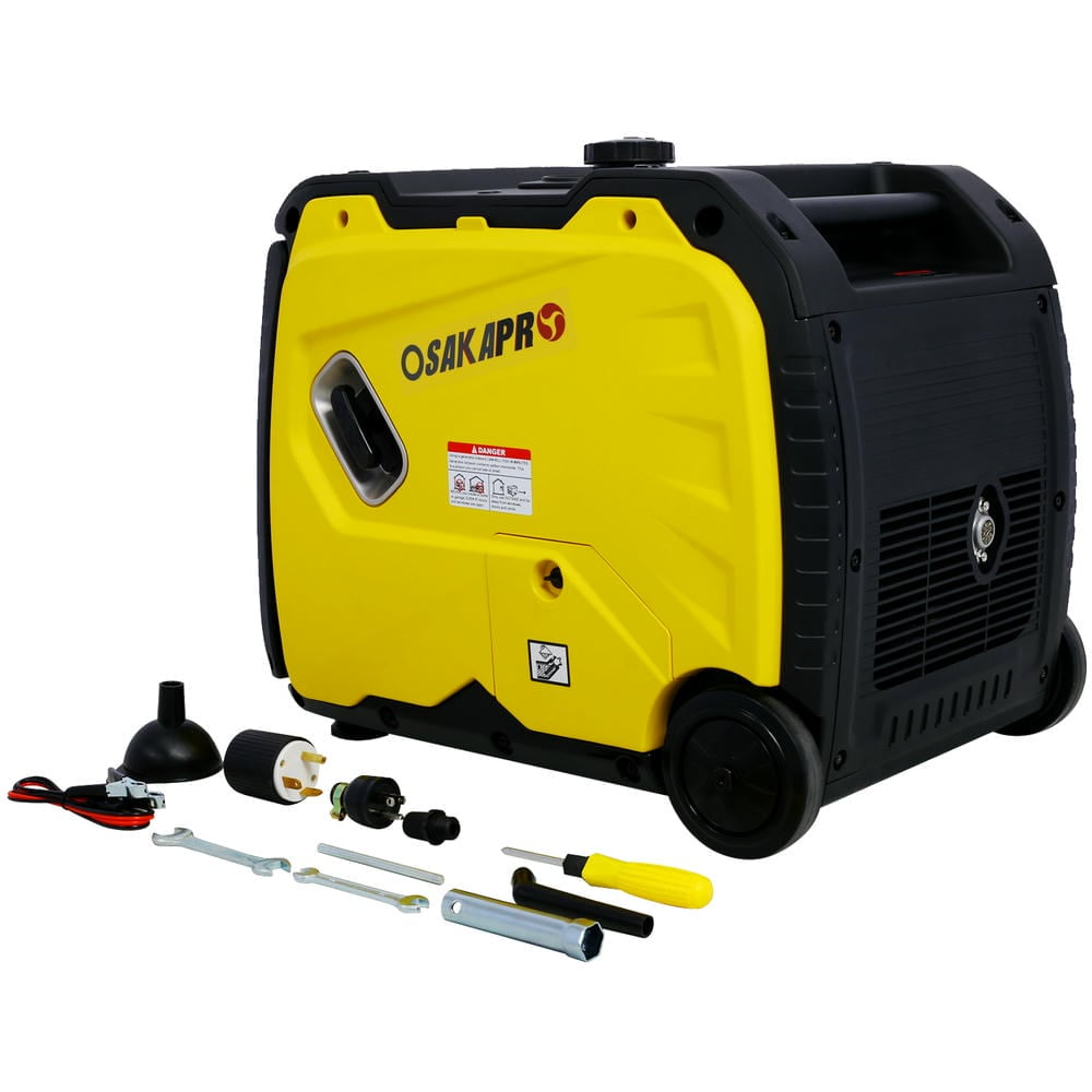Topcobe 4500W Portable Electric Generator, Super Quiet Inverter Generator, Foldable Handle with Wheel, 212cc 4 Stroke, Utility, Yellow