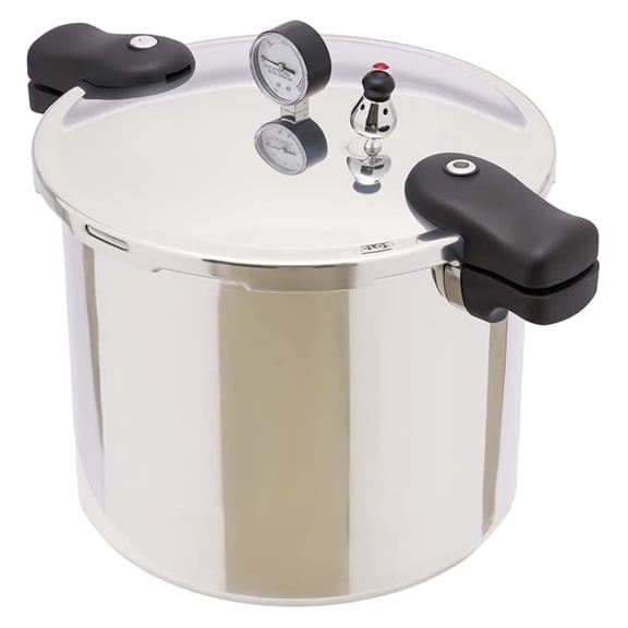 23 Quart Pressure Cooker, 22L Aluminum Pressure Canner with Gauge for Family, Fast Even Heating, Safe & Large Capacity Stainless Steel Cookware