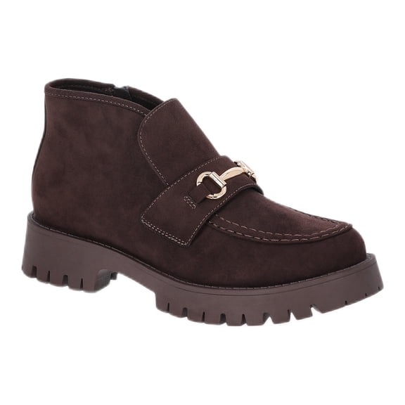 Madden NYC Women's Faux Suede Lug Sole Loafer Booties