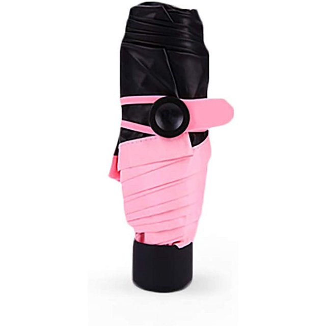 Mini Paraguas Compacto Resistente al Viento Viaje Sol y Lluvia con Funda Cápsula - Protección UV Mujer o Niño Perfecto para un Coche Rojo Verde