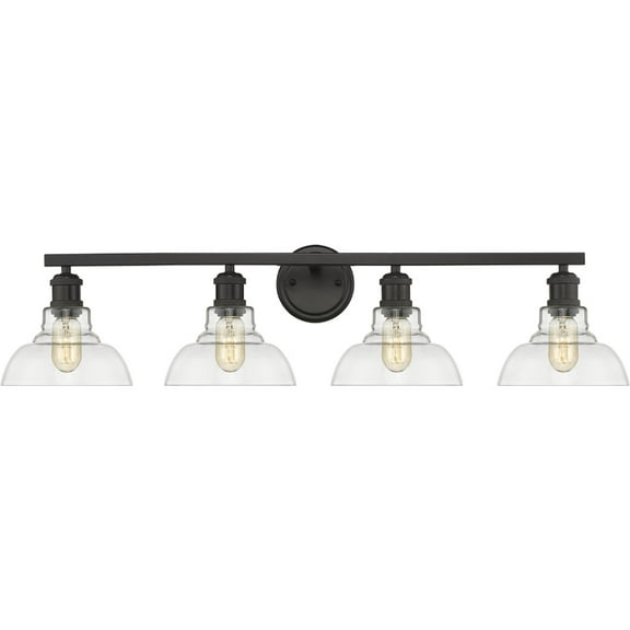 Yep by Golden Lighting Carver 4-light Vanity in Matte Black and Clear Glass