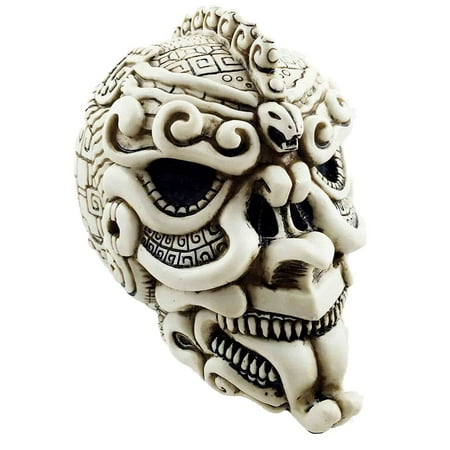 Skeleton Stand Aztec Civilization Snake Ape Warrior Tattoo Skull Figurine Halloween Skeleton, This exotic candle holder stands at 5.75