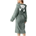 thumbnail image 3 of Afdoent Robes For Women Double Pocket Hooded Flannel Bathrobe Soft And Warm Double Faced Velvet Bathrobe Pajamas And Home Wear Sleepwear, 3 of 9