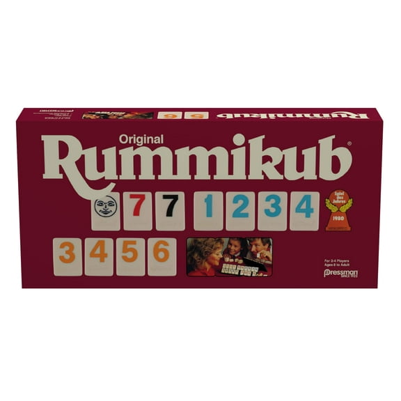 Pressman Original Retro Style Large Numbers Rummikub - Includes Tiles with Bright, Over-Sized, Inset Numbers for Easy Viewing, Multi Color
