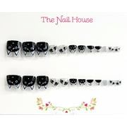 Kitty Cat Sparkle Toenail Press-on Nails by The Nail House NH - 24 Pieces