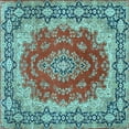 thumbnail image 1 of Ahgly Company Indoor Square Medallion Light Blue Traditional Area Rugs, 4' Square, 1 of 4