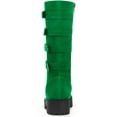 thumbnail image 5 of BLISSFUL STEP Women's Boots Goth Platform Knee High Buckle Chunky Heel Round Toe Faux Suede Boots Green 11, 5 of 8
