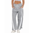 thumbnail image 3 of Women's Elastic Waist Wide Leg Baggy Drawstring Waisted Contrast Color Workout Track Pants for Casual Work Light Gray XL, 3 of 8