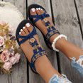 thumbnail image 5 of Dakaela Womens Bohemian Flat Sandals Comfortable Dressy Slip on Dress Sandal with Elastic Ankle Strap Summer Beach Walking Shoes Size 6-10 Blue, 5 of 9